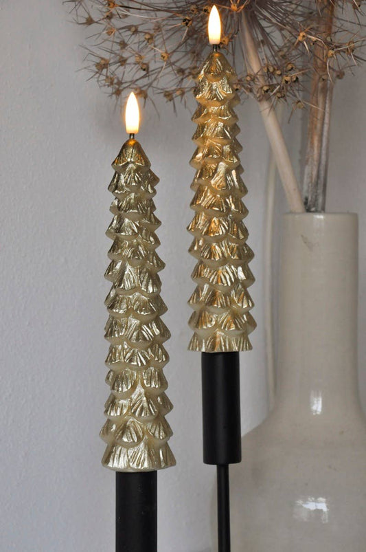 LED X-Mas Tree Candle Gold - Set of 2