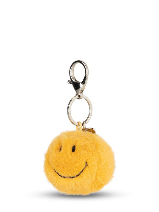 Smiley Keychain ECO Fuzzy YELLOW