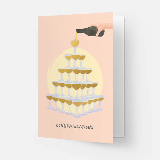 Champagne tower greeting card