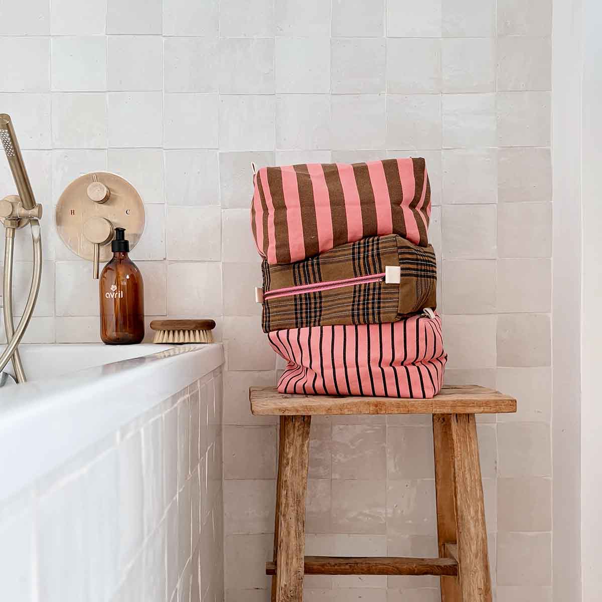 TOILETTAS VIC STREEP FUNKY ROZE / OLIVE