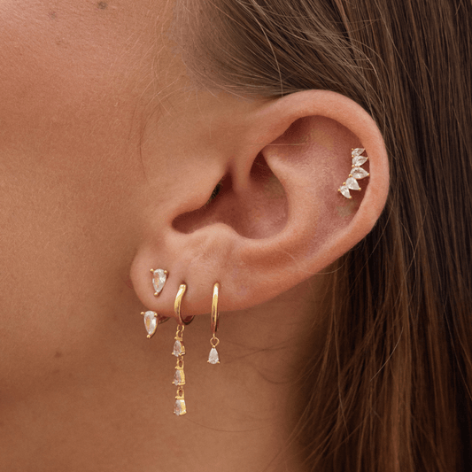 CHIN Piercing oorbel van S925 zilver met 24-karaats fijn goud