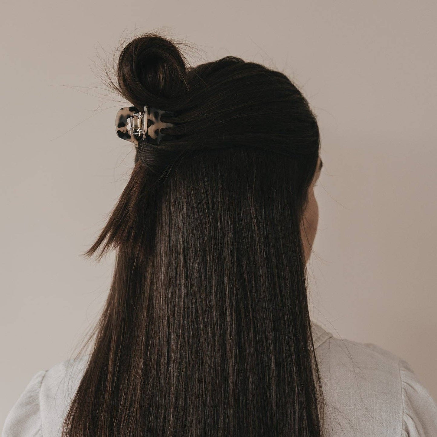 Kleine haarclip met hart en luipaardprint