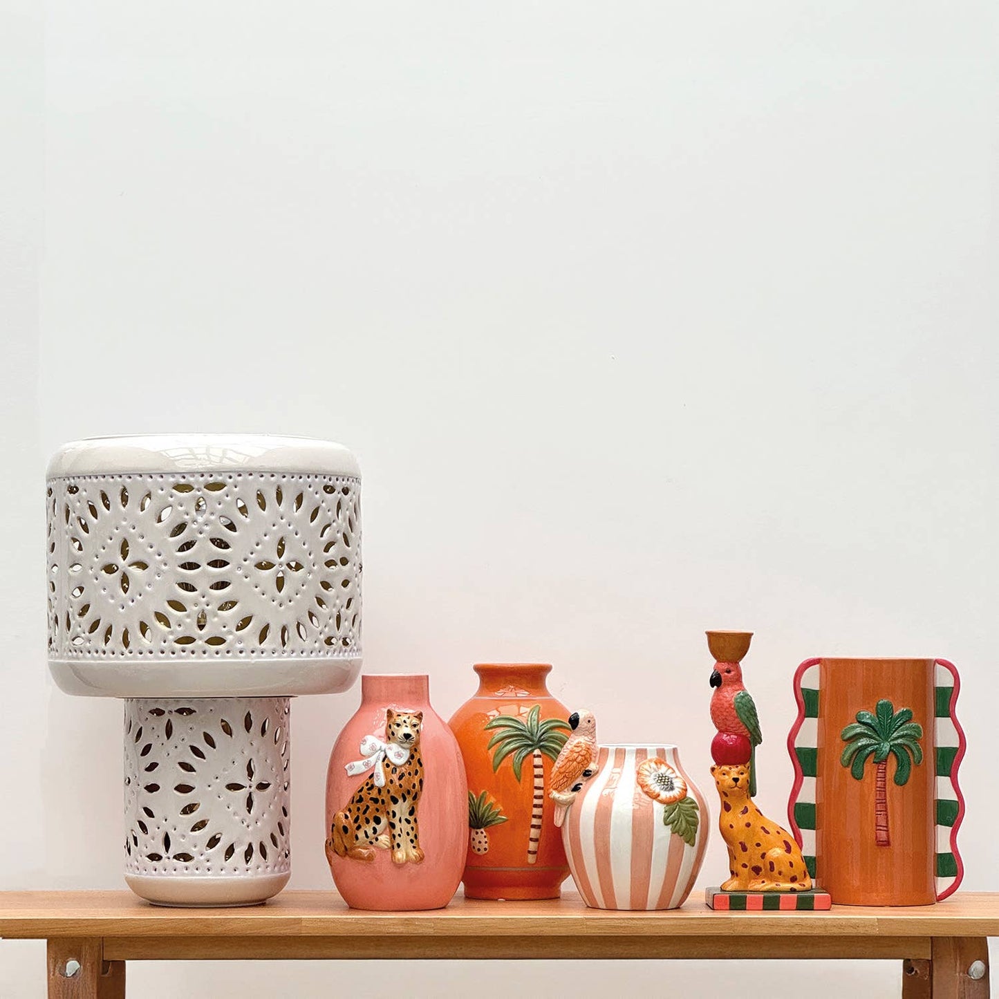 Oranje luipaard vaas L14,2 B11,5 H21,2cm