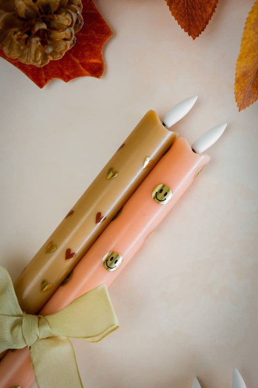 LED Pillar Candle Hearts Sand - Set of 2