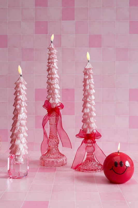 LED X-Mas Tree Candle Pink RC - Set of 2