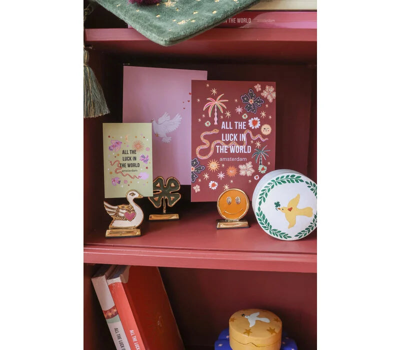 Kaarthouder Smiley messing oranje