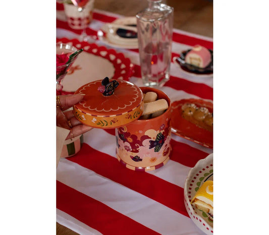 Potje orange with birds