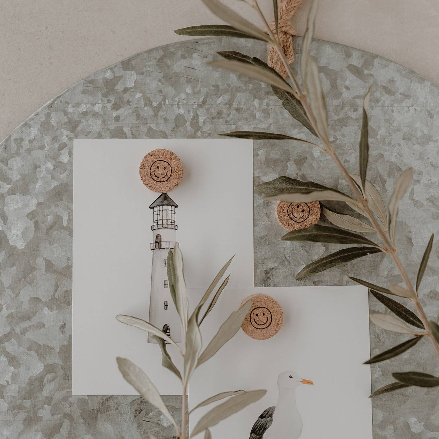 Smiley houten magneetset van 3 stuks