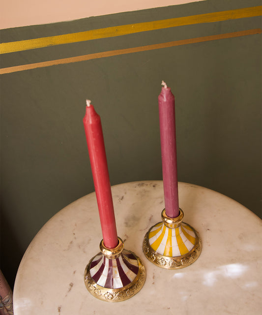 Sanya Striped Candle Holder Purple