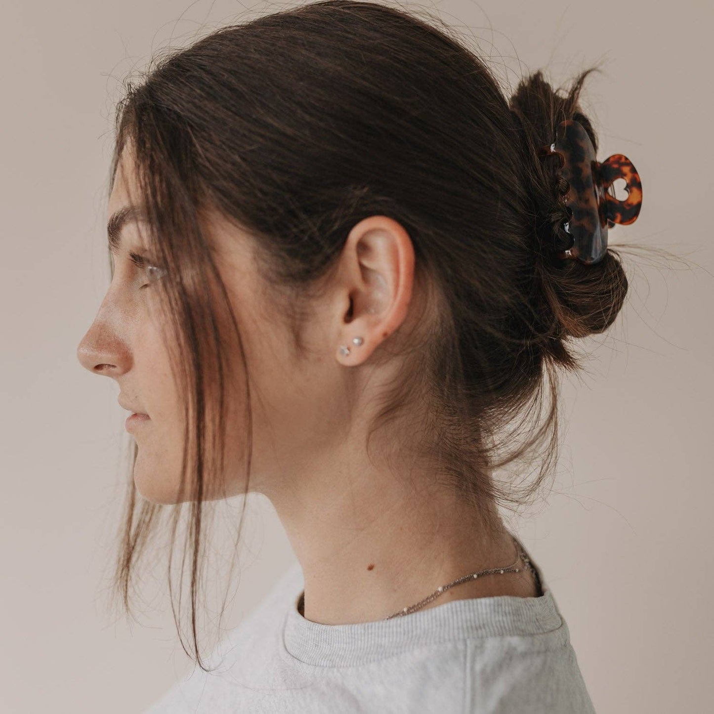 Haarclip groot hart amber
