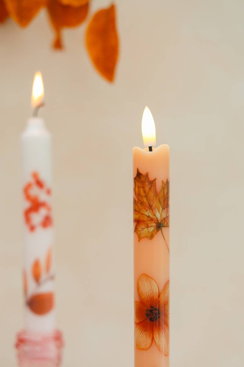 LED Pillar Candle Wild Flower RC - Set of 2