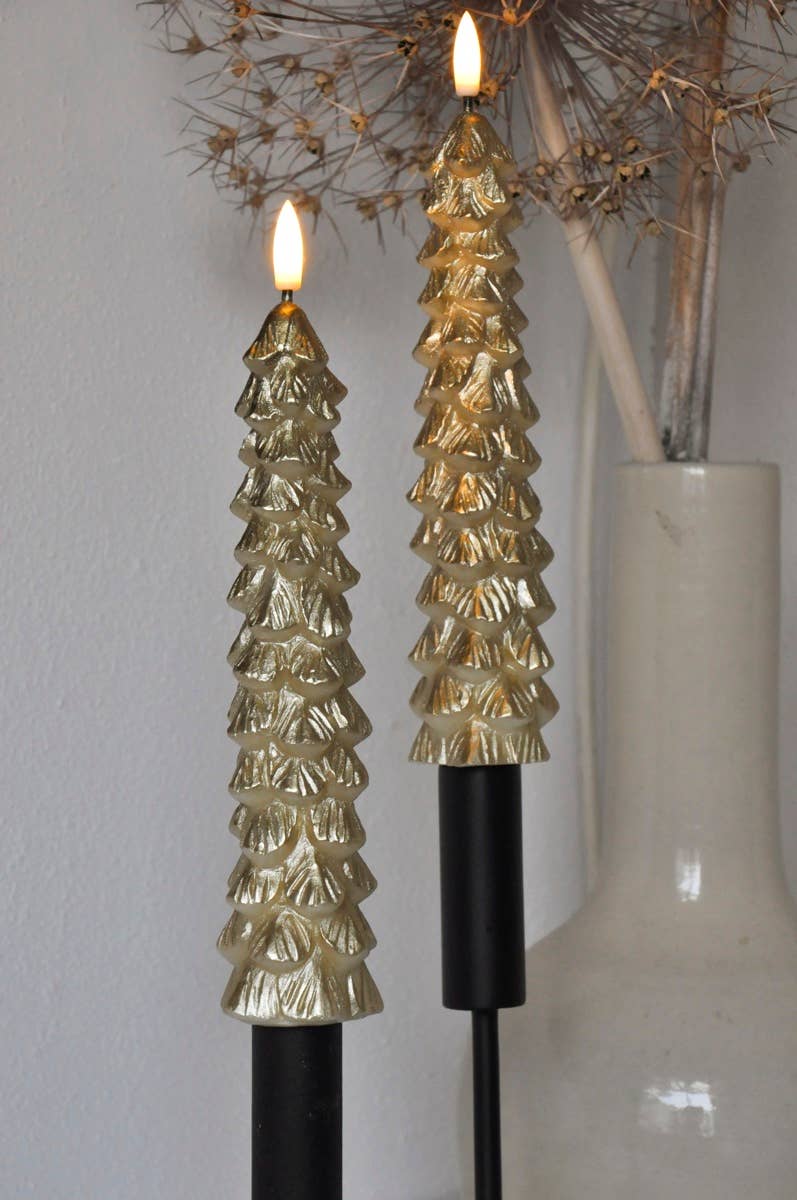 LED X-Mas Tree Candle Gold - Set of 2