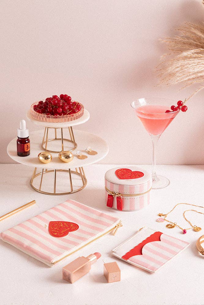 Roze gestreepte sieradendoos