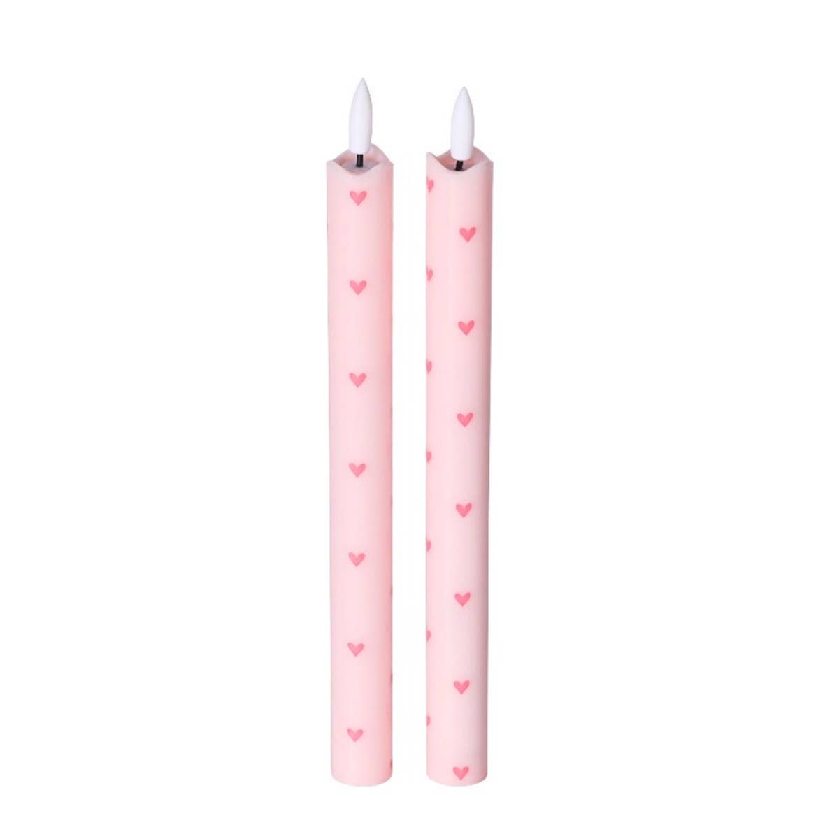 LED Pillar Candle Hearts Pink RC - Set of 2