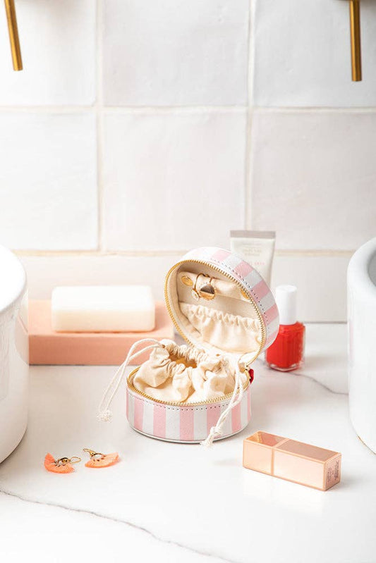 Roze gestreepte sieradendoos