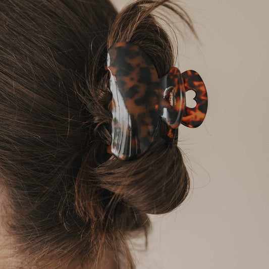 Haarclip groot hart amber