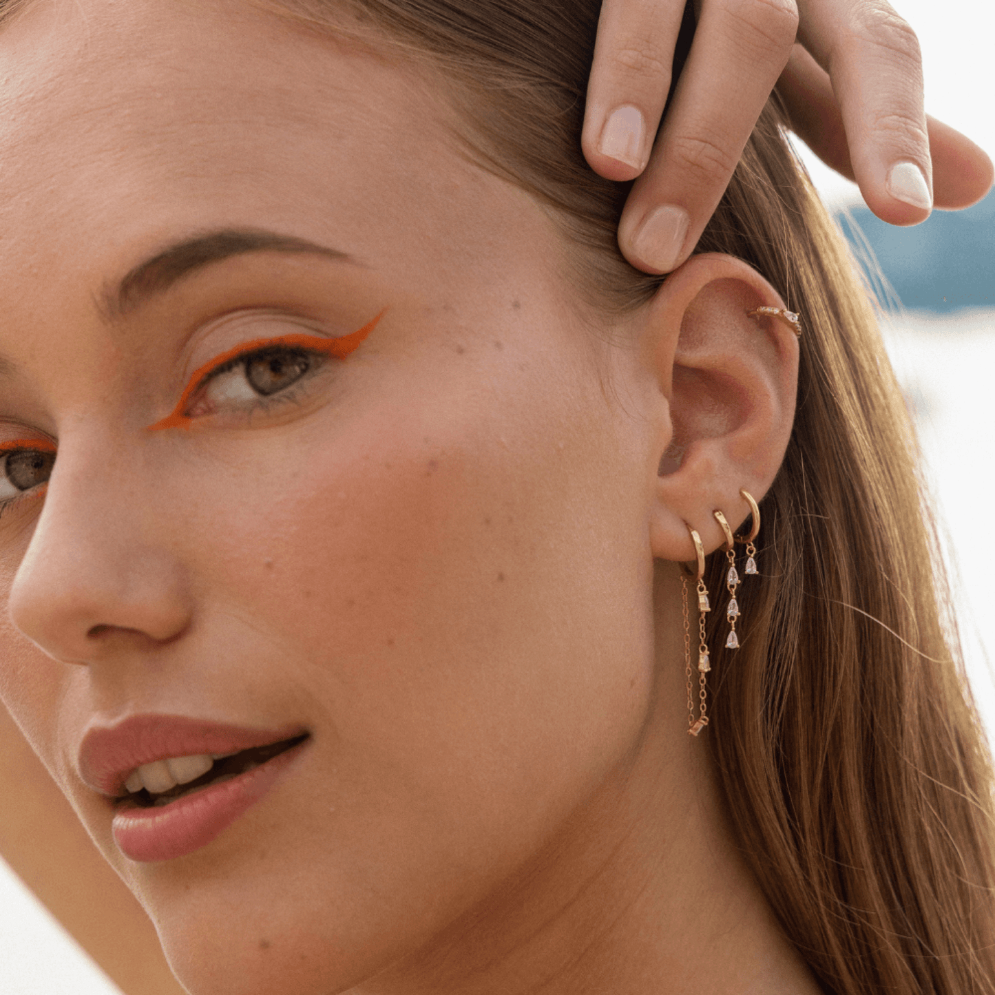 CHIN Piercing oorbel van S925 zilver met 24-karaats fijn goud