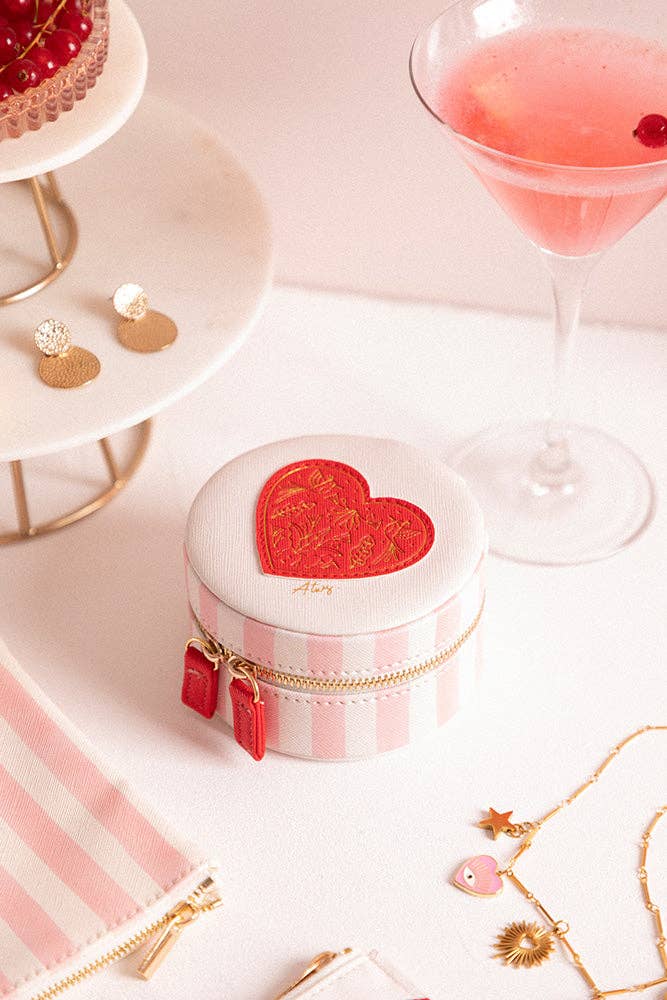 Roze gestreepte sieradendoos