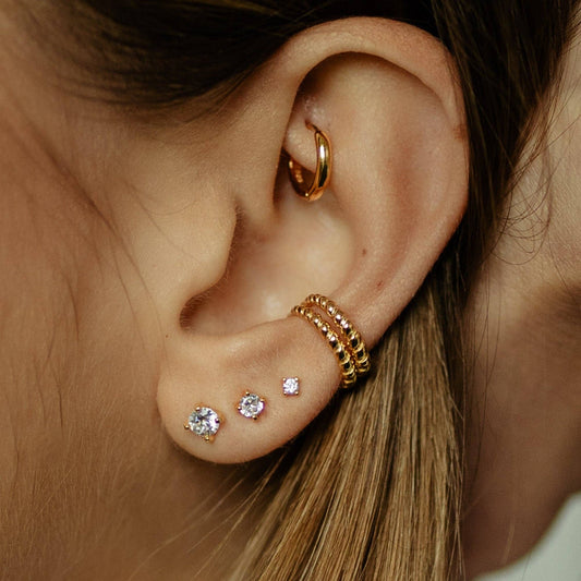 Ushuaia oorbellen set van 3 met zirconia in 24-karaats verguld zilver S925