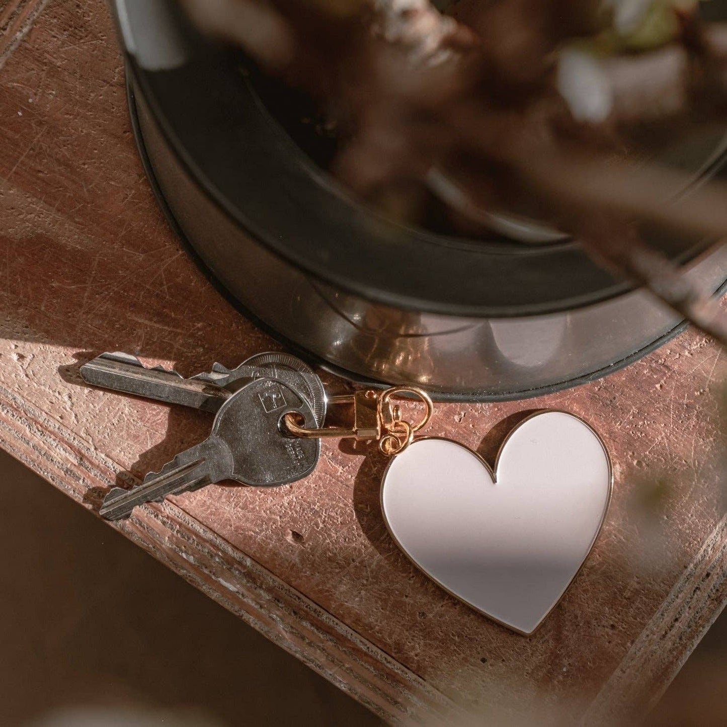 Roze sleutelhanger met groot hart (VE = 6 stuks)