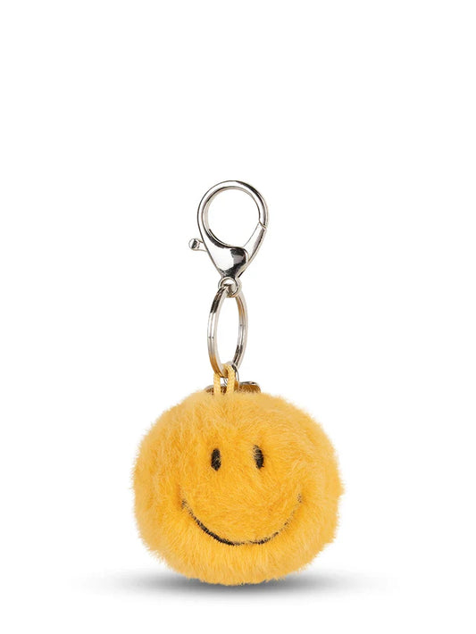 Smiley Keychain ECO Fuzzy YELLOW