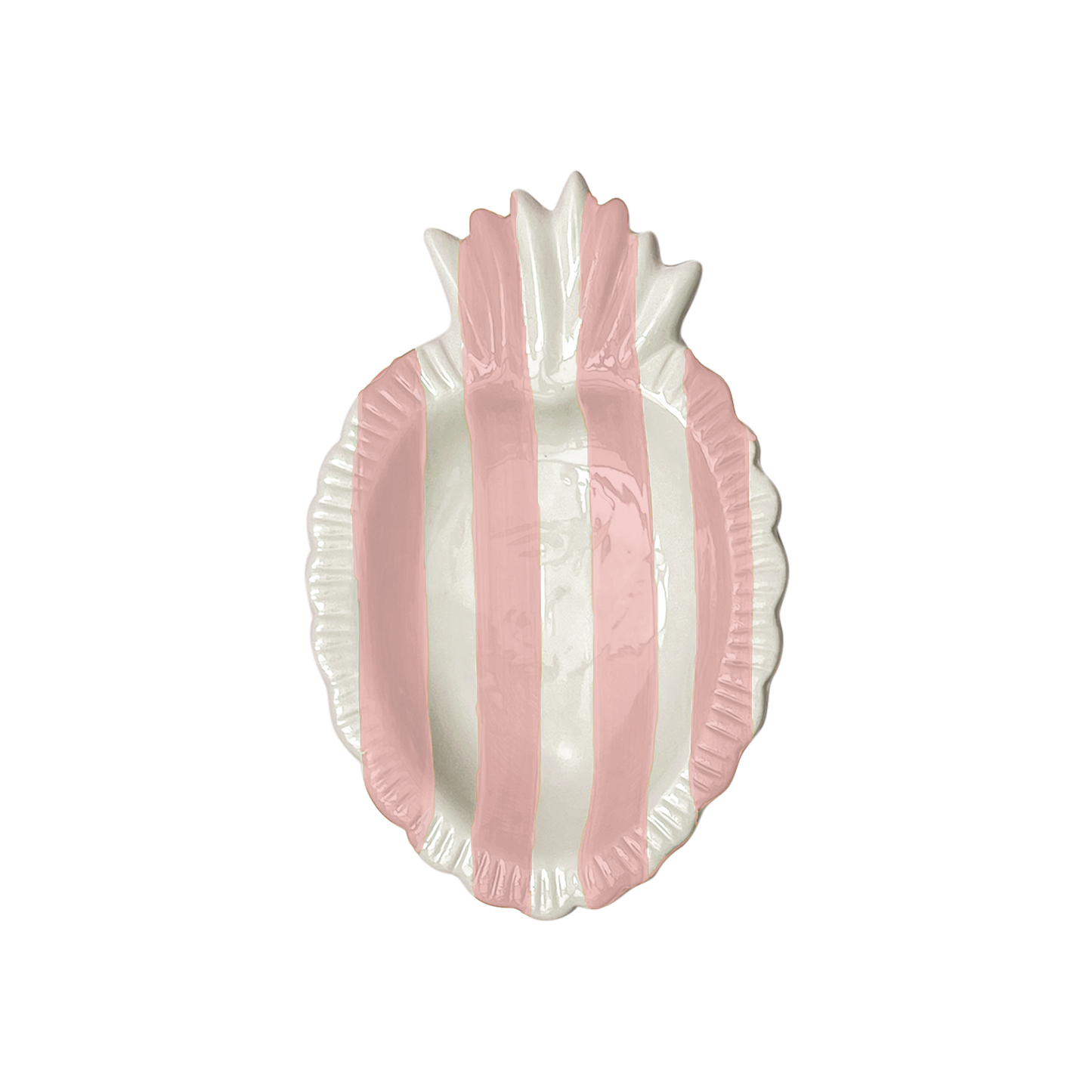 Ex-voto schaaltje roze streep L17 B11 H2,2cm