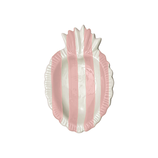 Ex-voto schaaltje roze streep L17 B11 H2,2cm