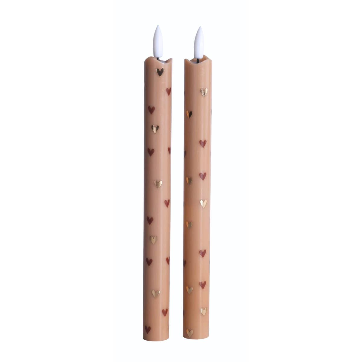 LED Pillar Candle Hearts Sand - Set of 2