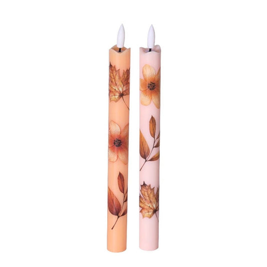LED Pillar Candle Wild Flower RC - Set of 2