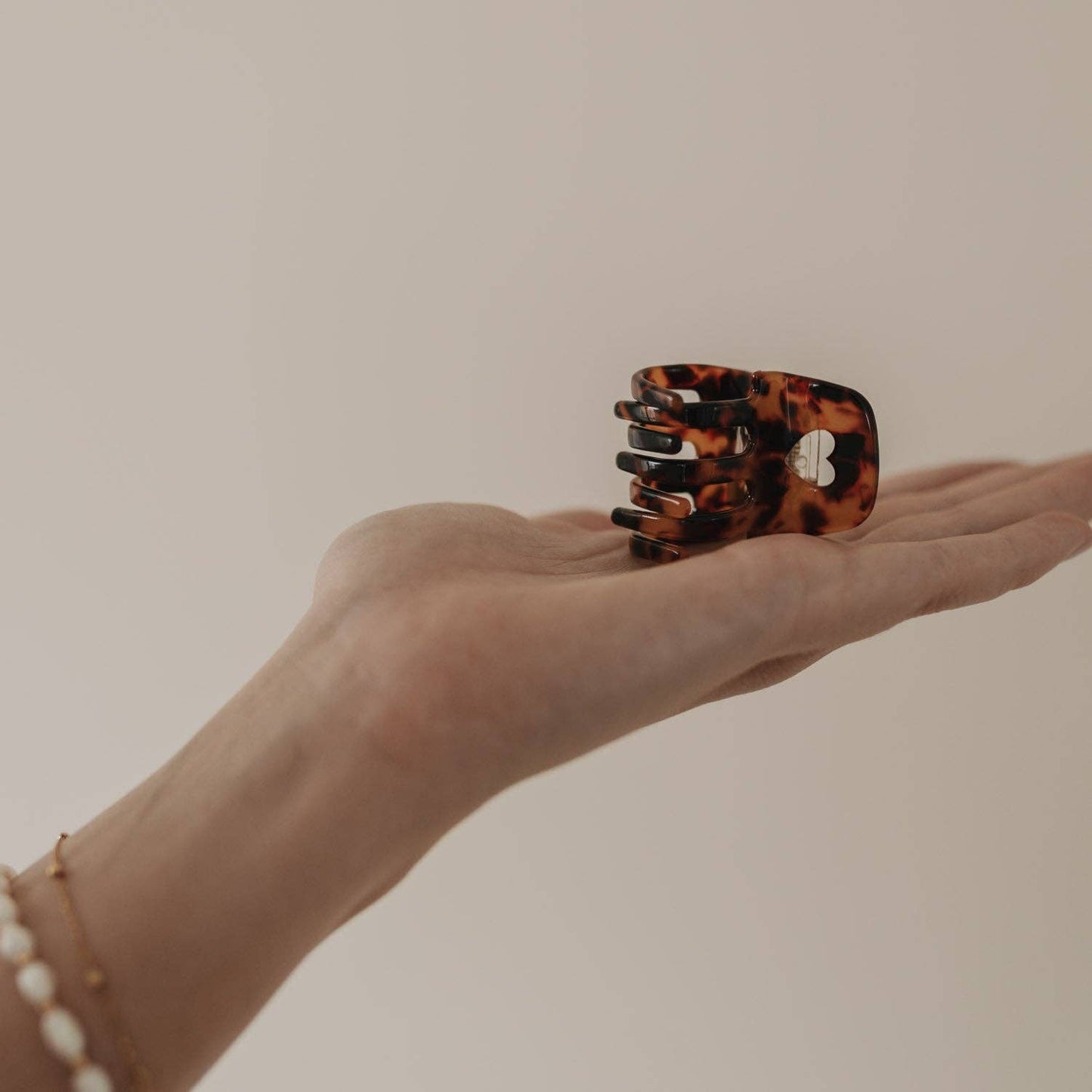 Haarclip klein hart amber