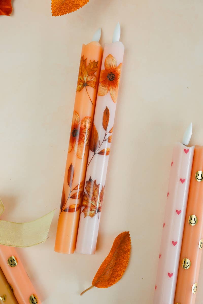 LED Pillar Candle Wild Flower RC - Set of 2