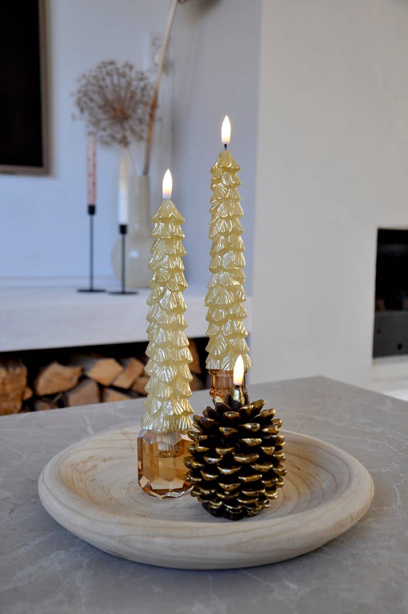LED X-Mas Tree Candle Gold RC - Set of 2