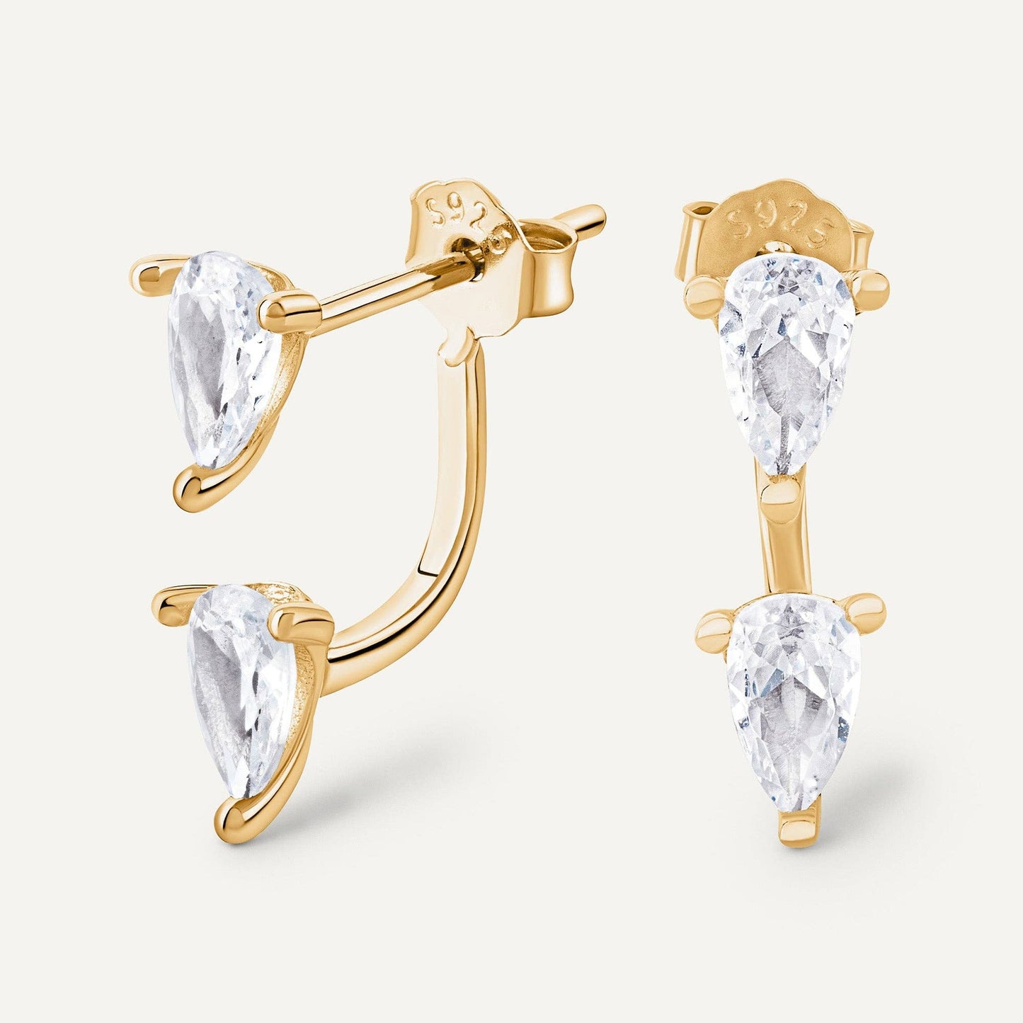Zarzis oorbel van 925 sterling zilver met 24-karaats vergulde hoepel
