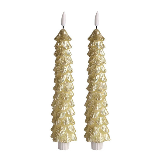 LED X-Mas Tree Candle Gold RC - Set of 2