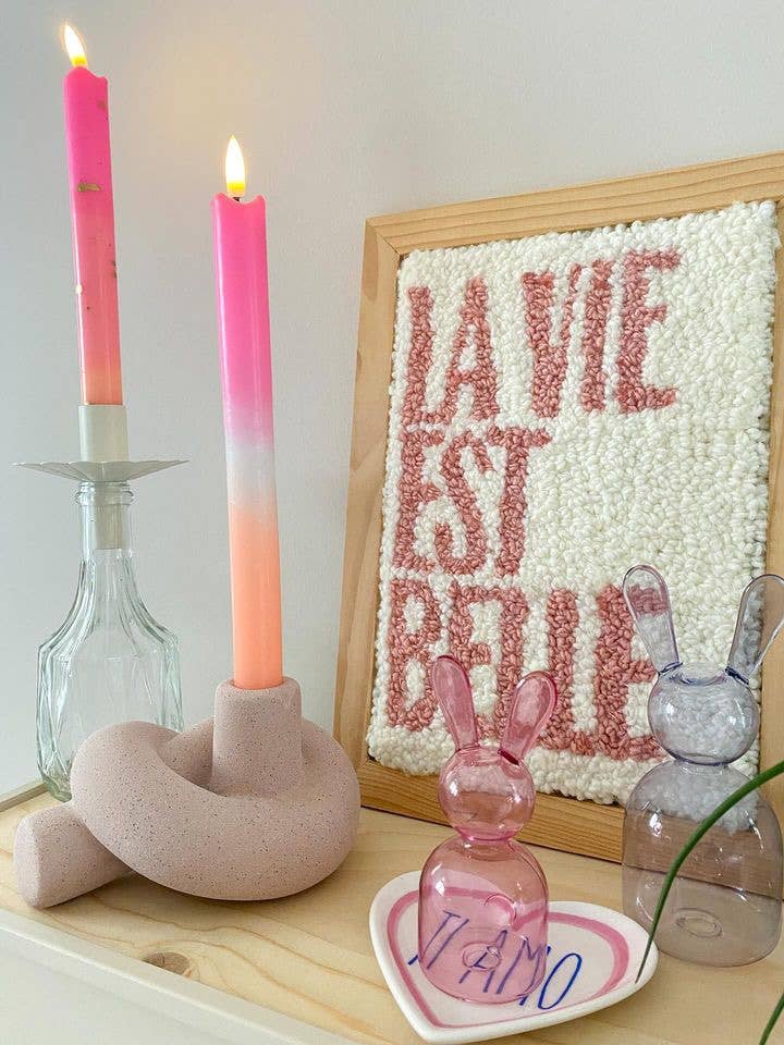 LED Pillar Candle Orange Gold - Set of 2