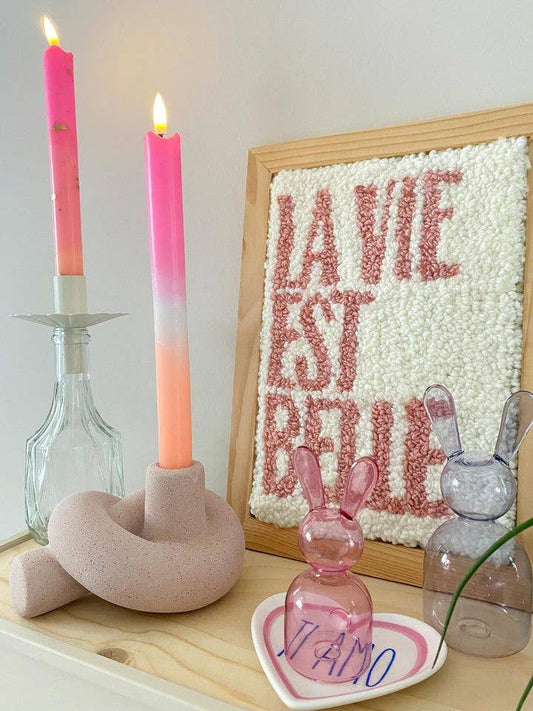 LED Pillar Candle Orange Gold - Set of 2