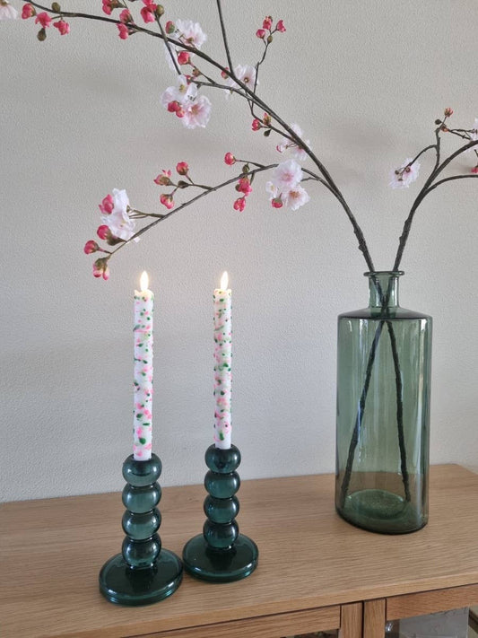 LED Pillar Candle Floral Sparks - Set of 2
