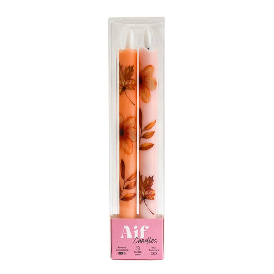 LED Pillar Candle Wild Flower RC - Set of 2