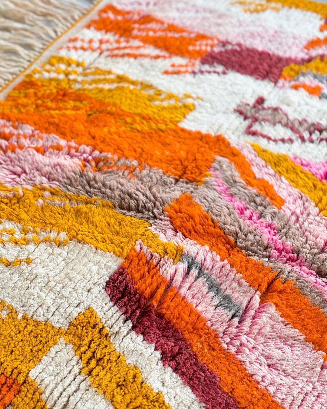 Kleurrijk Berber Marokkaans tapijt, Groot vloerkleed, Shaggy tapijt