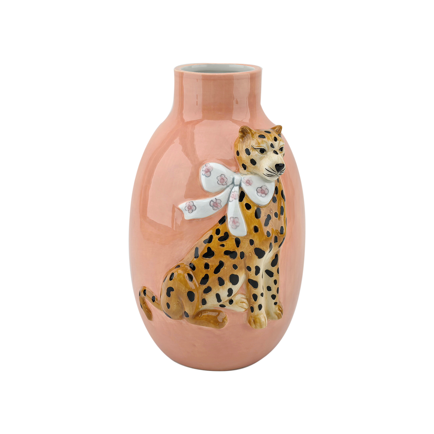 Oranje luipaard vaas L14,2 B11,5 H21,2cm