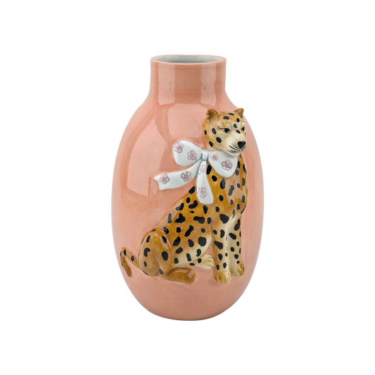 Oranje luipaard vaas L14,2 B11,5 H21,2cm