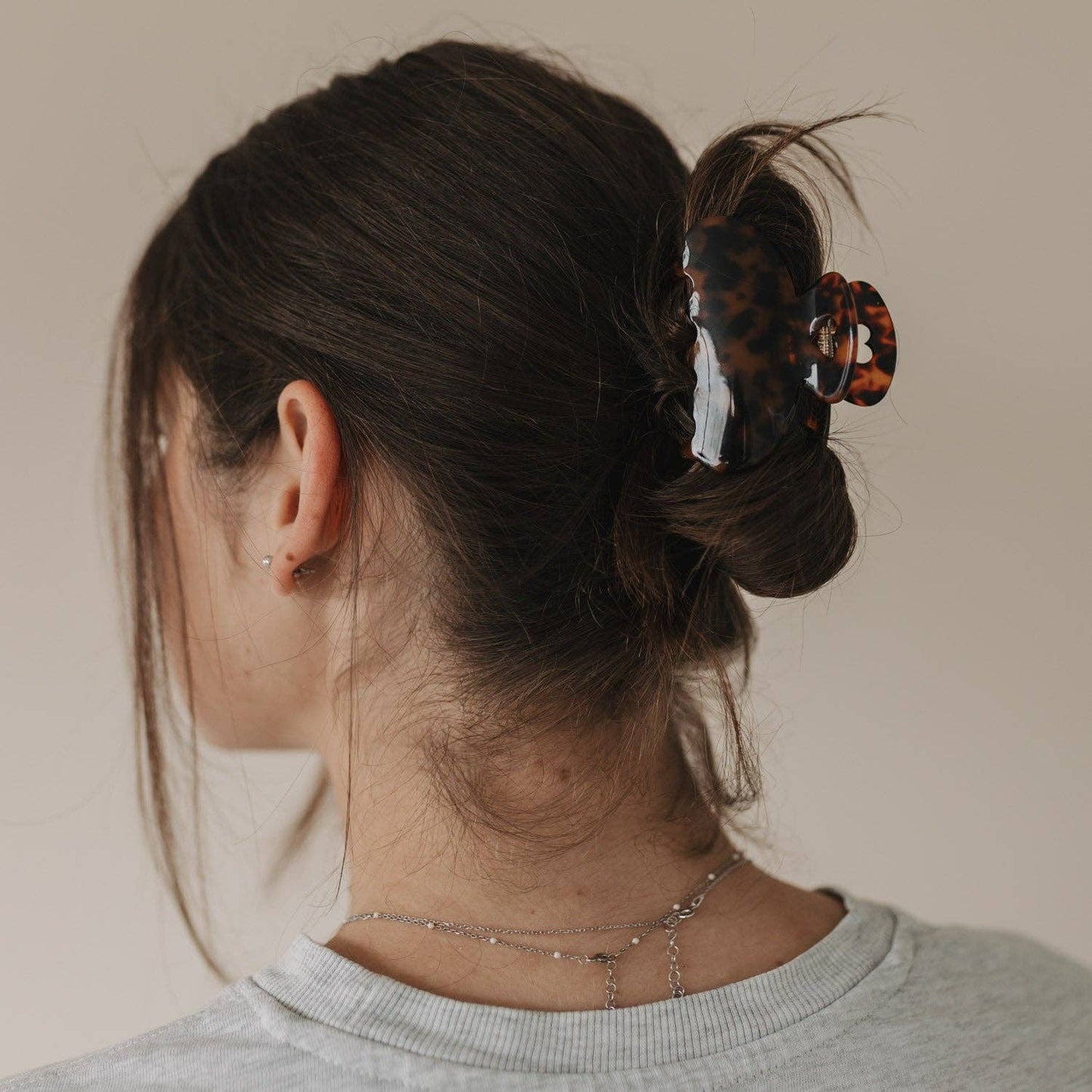 Haarclip groot hart amber