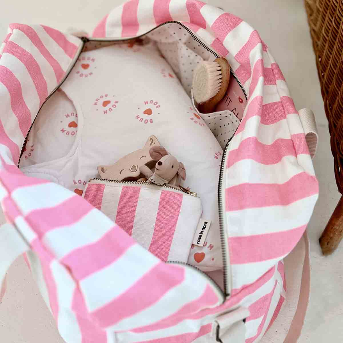 LUIERTAS - RAPHAEL WEEKENDTAS MET FLUORESCERENDE ROZE STREEP