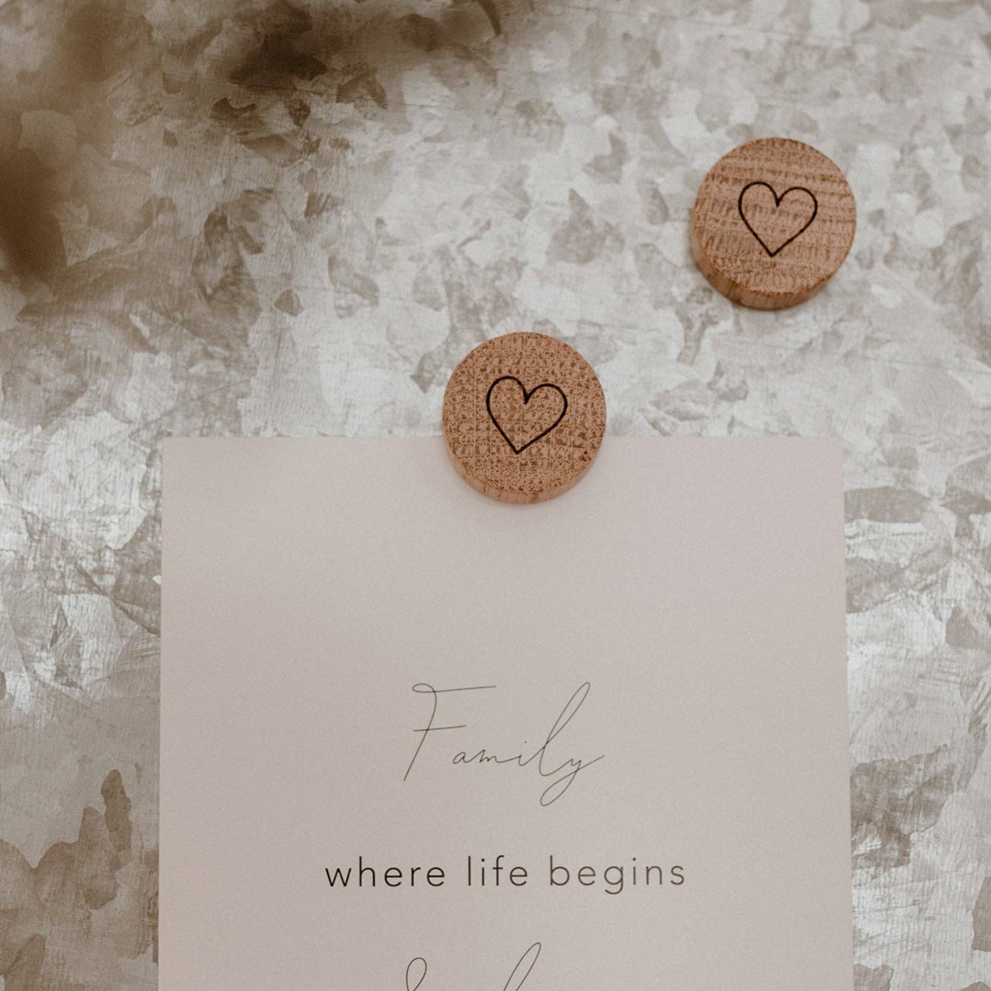 Houten magneetset van 3 eikenharten