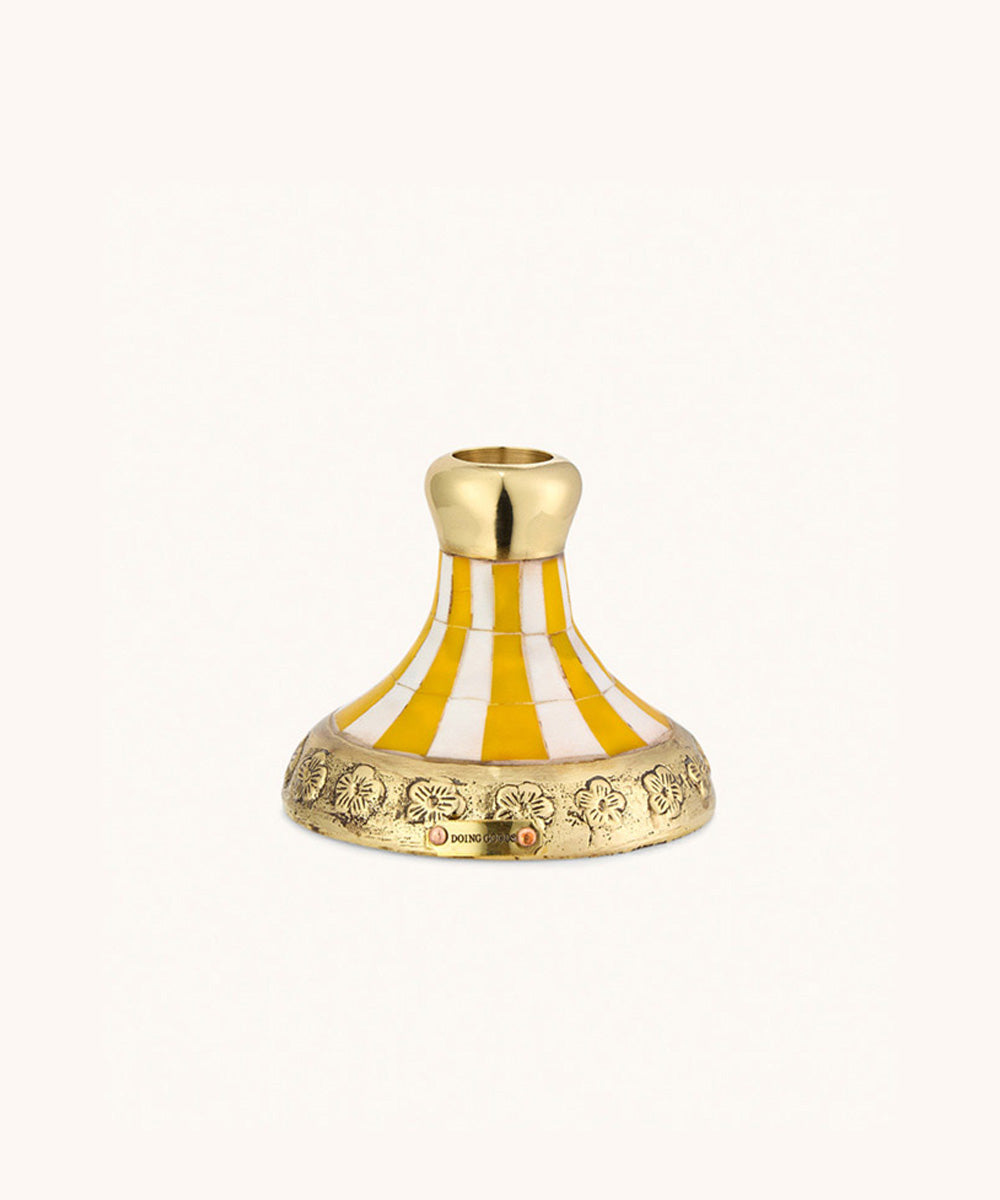 Sanya Striped Candle Holder Yellow
