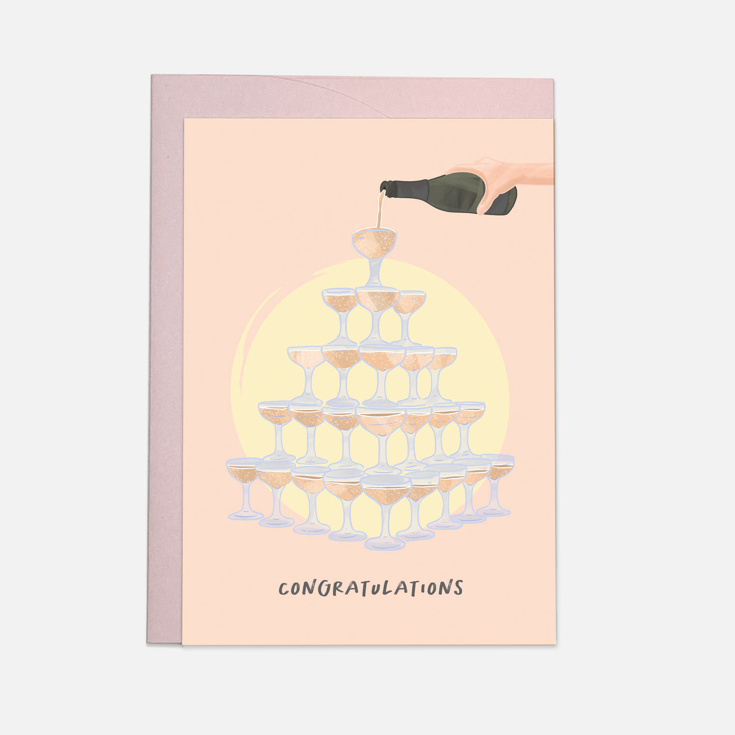Champagne tower greeting card