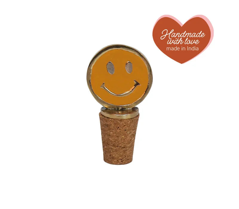 Flessenstopper smiley oranje