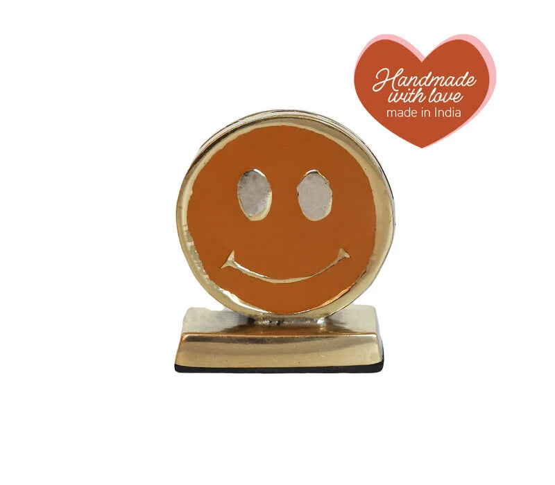 Kaarthouder Smiley messing oranje