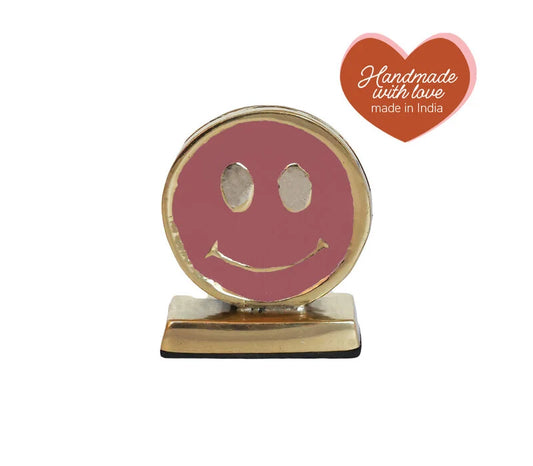 Kaarthouder Smiley messing roze