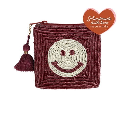 Vierkante etui smiley bordeaux